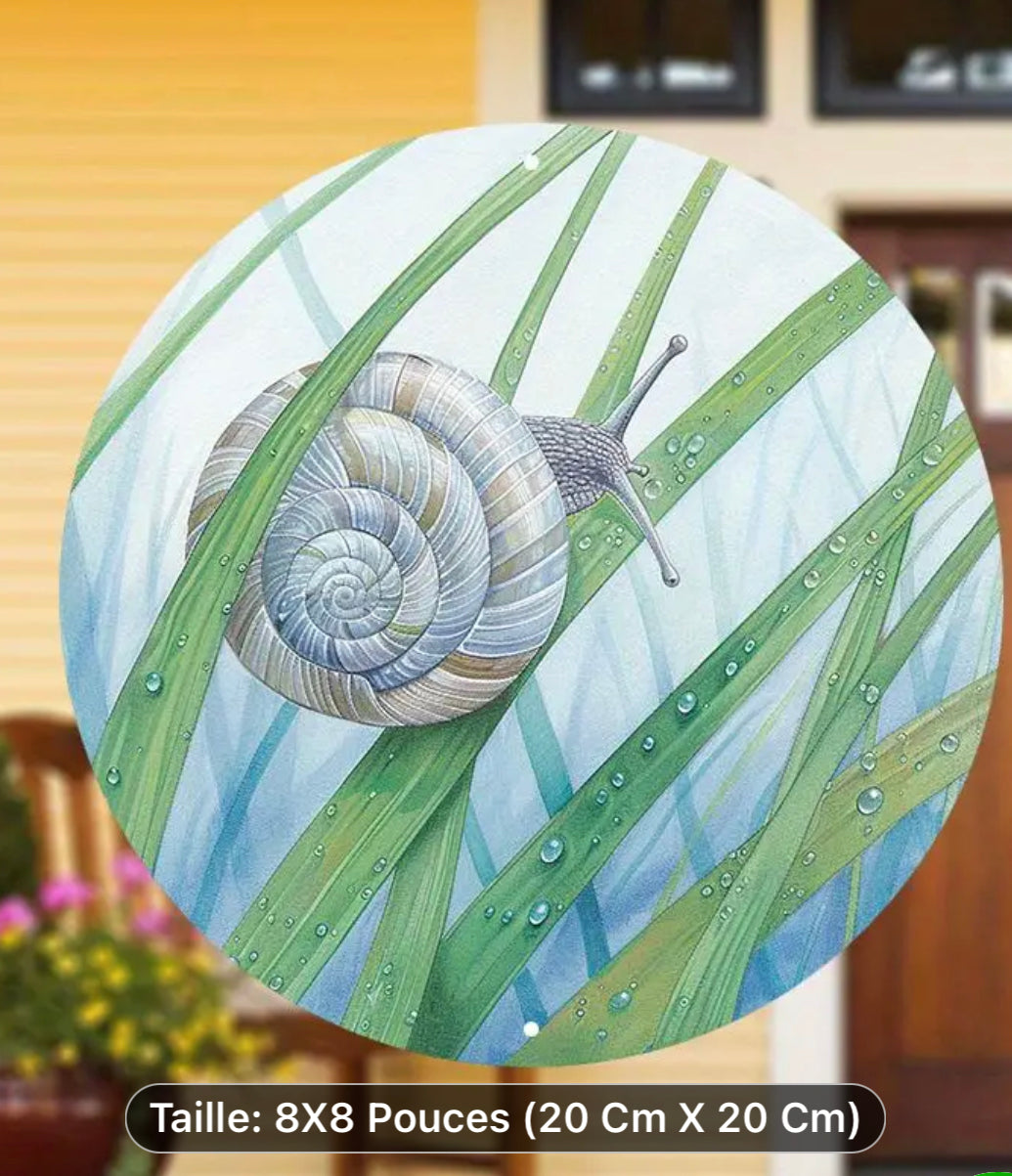 Plaque ronde décorative en aluminium modèle Escargot aux choix